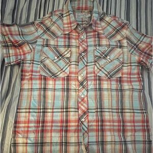 Men’s True Religion camp shirt plaid size large